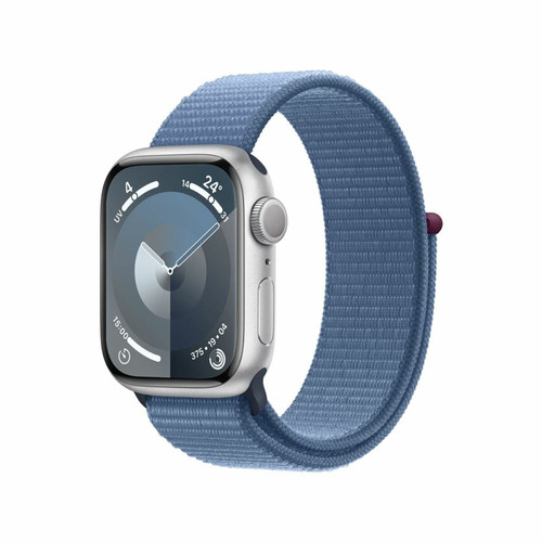 Apple - Apple Watch Series 9 GPS 41 mm Boîtier en aluminium argenté avec boucle Sport Bleu hiver Apple  - Apple Watch