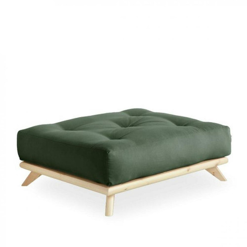 Inside 75 - Pouf futon SENZA pin naturel coloris vert olive de 90 x 100 cm. Inside 75  - Poufs