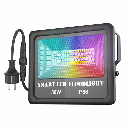 Justgreenbox - 100-240V 50W BT Connected Connection LED Flood Light IP66 Lampe de tache de résistance à l'eau - T6112211962955 Justgreenbox  - Effets lumineux