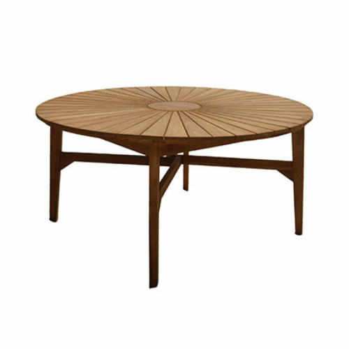 Mes - Table de jardin ronde 180 cm en teck naturel Mes  - Ensembles tables et chaises