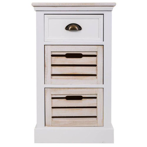 Pegane - Chiffonnier, meuble de rangement en bois avec 3 tiroirs coloris blanc - Longueur 40 x Profondeur 30 x Hauteur 78  cm Pegane  - Commode