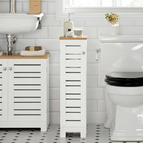 Sobuy - SoBuy BZR85-W Porte Papier Toilette Vertical, étroit, Meuble WC, Support Papier Toilette, Armoire Toilettes Sobuy  - Salle de bain, toilettes