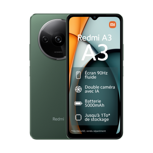 XIAOMI - Redmi A3 - 4G - 4/128 - Vert XIAOMI  - Smartphone Petits Prix Smartphone