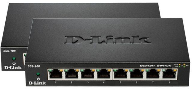 D-Link - Pack de 2 switchs DGS-108 D-Link 2x8 Ports Gigabit Ethernet D-Link  - Switch