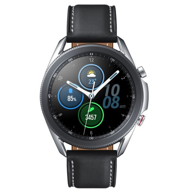 Samsung - Galaxy Watch 3 - 45 mm - 4G - SM-R845FZSAEUB - Argent - Bracelet Noir Samsung  - Samsung Galaxy Watch Objets connectés
