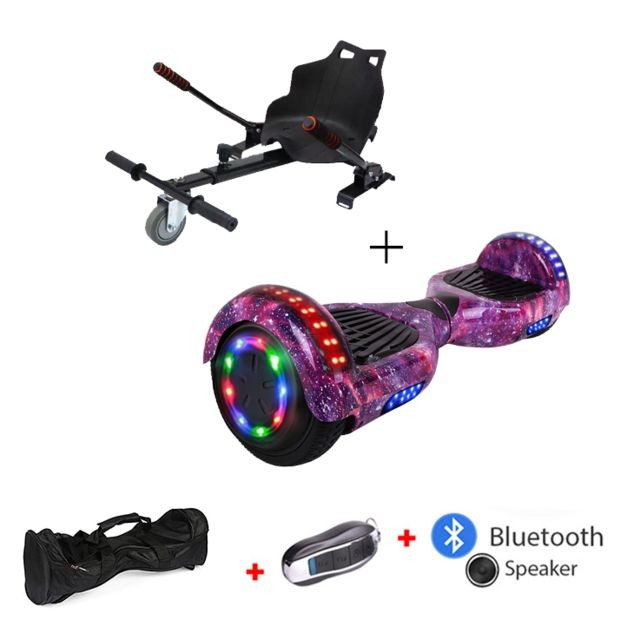 Mac Wheel - 6,5 pouces ciel violet Gyropod Overboard Hoverboard Smart Scooter + Bluetooth + clé à distance + sac + Roue LED + hoverkart Mac Wheel  - Gyropode
