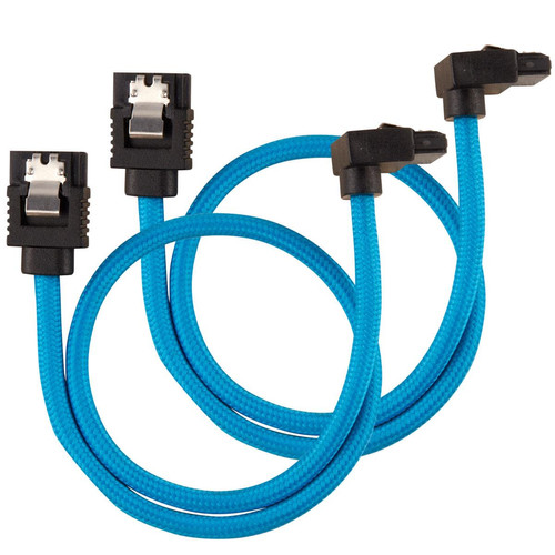 Corsair - Câble gainé Premium connecteur à 90° SATA 6Gbps 30 cm - Bleu Corsair  - Accessoires watercooling