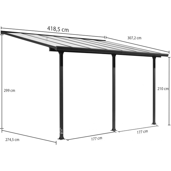Habrita Toit terrasse Aluminium livré avec rideau d'ombrage extensible et toit plaques en Polycarbonate de 6 mm