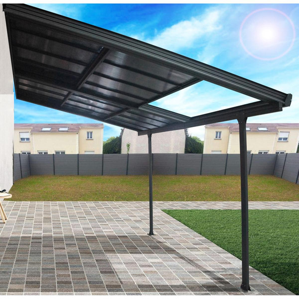 Abris de jardin en bois Toit terrasse Aluminium avec toit amovible en Polycarbonate de 6 mm