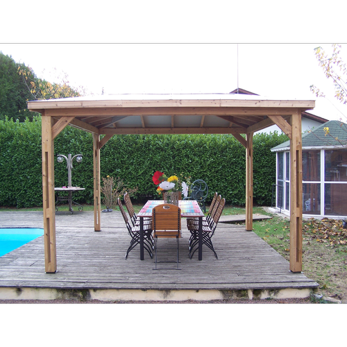 Habrita Pool house BLUETERM bois traité très haute température avec poteaux 14 x 12 cm