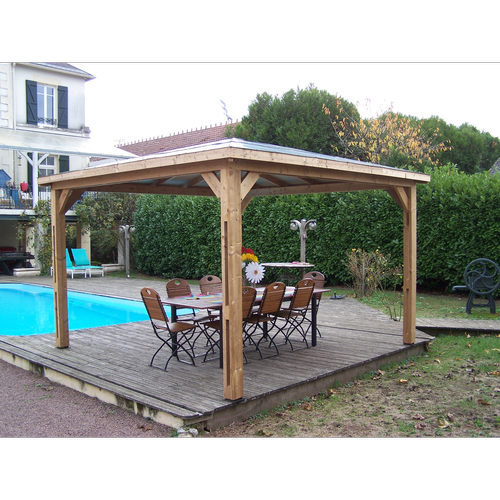 Pool house BLUETERM bois traité très haute température avec poteaux 14 x 12 cm Habrita