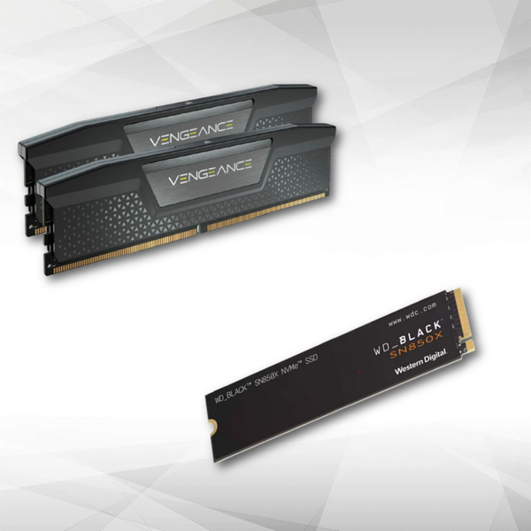 RAM PC Corsair Vengeance 32Go (2x16Go) DDR5 5200MHz  - CAS 40 - Noir - Optimisé pour Intel XMP 3.0 + SSD WD_BLACK SN850X NVMe™ -1000Go -  PCIe Gen4 x4
