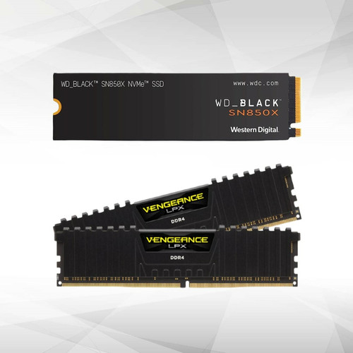 Western Digital - SSD WD_BLACK SN850X NVMe™ -1000Go -  PCIe Gen4 x4 + Vengeance LPX - 2 x 16 Go - DDR4 3200 MHz - Noir Western Digital  - SSD Interne