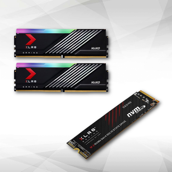 SSD Interne PNY CS3140 1TB - M.2 NVMe GEN4 - Noir + XLR8 MAKO RGB 32 Go (2 x 16 Go) DDR5 6400 MHz CL40