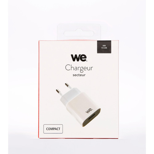 Câble antenne We WE Chargeur Adaptateur secteur USB de 2.4A pour Smartphone, Tablette, Périphérique WiFi, Consoles de Jeux -