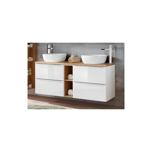 Ac-Deco - Ensemble meuble sous-vasque + vasque à poser - 140 cm - Capri White Ac-Deco  - Meubles de salle de bain