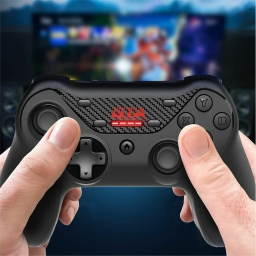 Manette PS3 Manette sans fil Rechargeable GTA Compatible PC, PS3 & ANDROID TV Noir et Rouge Manette Ergonomique joystick Asymétrique - Autonomie