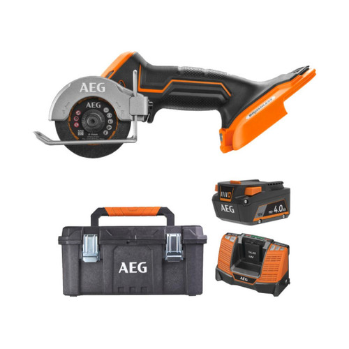 AEG - Pack AEG 18V - Mini scie multi-matériaux Brushless - Batterie 4.0 Ah - Chargeur - Caisse de rangement AEG  - Scies circulaires AEG