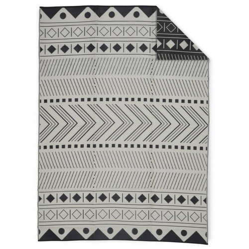 sweeek - Tapis d’extérieur 270x360cm BAMAKO- Rectangulaire, motif ethnique noir / beige | sweeek sweeek  - Tapis Multicolore