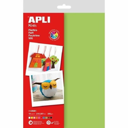 Apli - APLI Bolsa 10 hojas A4 de fieltro colores surtidos 13581 Apli  - Apli