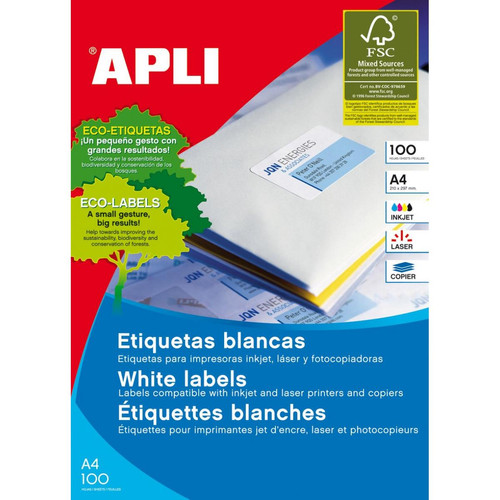 Apli - APLI 1299 Etiquettes 105 x 29 mm Blanc Apli  - Apli