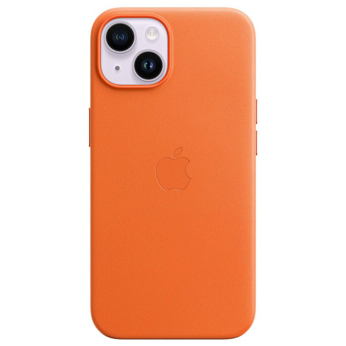 Apple - Coque iPhone Coque cuir MagSafe iPhone 14 - Orange Apple  - Accessoires officiels Apple iPhone Accessoires et consommables
