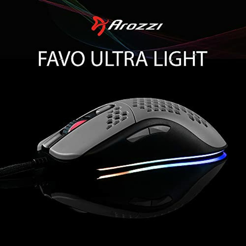 Arozzi - Souris filaire Gamer Favo Ultra Light RGB (Gris/Noir) Arozzi  - Arozzi
