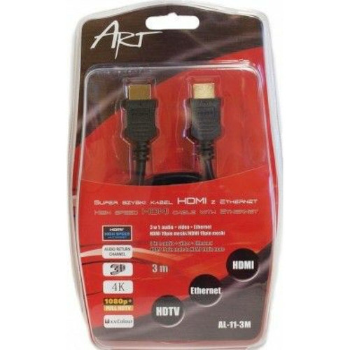 Câble antenne Art ART HDMI - HDMI 3 m 3 m/s 1x HDMI (prise) 1x HDMI (prise)