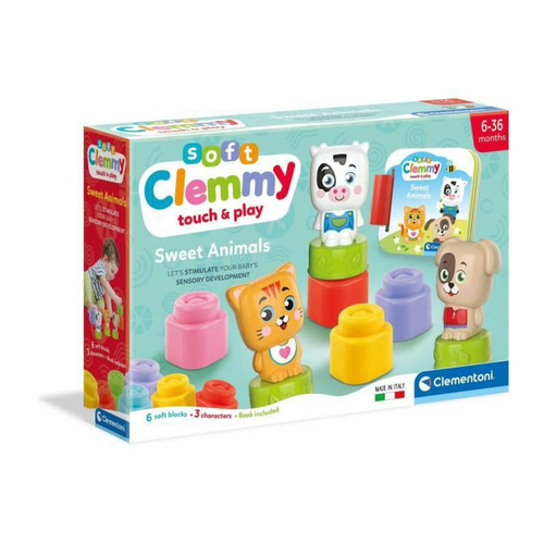 Jeux d'adresse Baby Born Clementoni - Cubes & Animaux Soft Clemmy - 6 cubes + 3 personnages + Livre