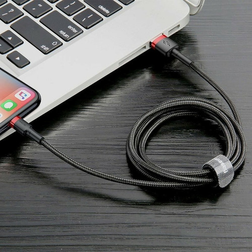 Câble Lightning Cable Datos Baseus Cafule USB-A - Lightning 1m Negro/Rojo