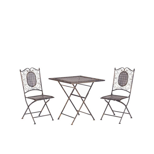 Beliani - Ensemble de terrasse bistrot table avec deux chaises en acier noir BORMIO Beliani  - Ensemble table chaises bistrot