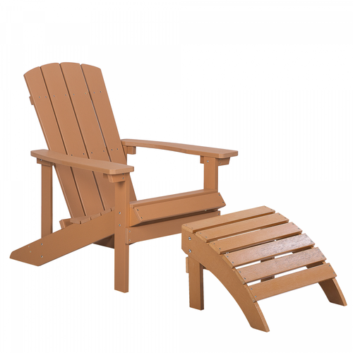 Beliani - Chaise de jardin bois clair avec repose-pieds ADIRONDACK Beliani  - Chaises de jardin