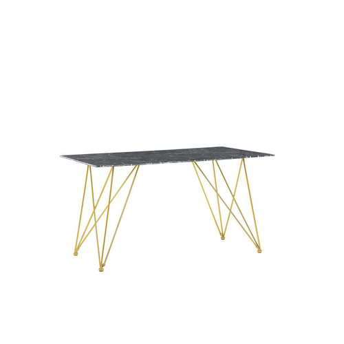 Beliani - Table à manger effet marbre noir et dorée 140 x 80 cm KENTON Beliani  - Table cuisine en marbre Tables à manger