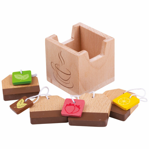 Cuisine et ménage Bigjigs Toys 4 sachets de thé en bois avec boîte