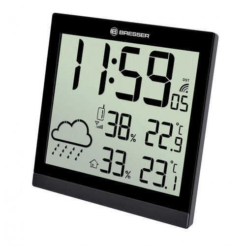 Bresser - Horloge murale noire avec grand écran LCD et prévisions météos 24h - Bresser Bresser  - Bresser