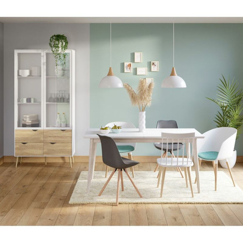 But - Table extensible L160-200 cm MALENA scandinave bois et blanc But  - Tables à manger