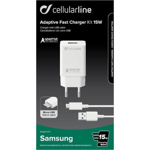 Cellular Line - Cellularline Adaptive Fast Charger Kit 15W - Micro USB - Samsung Cellular Line  - Cellular Line