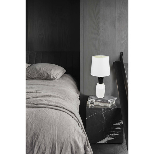 Corep Lampe a poser ceramique tissu noir et blanc Luminaire chevet LED chambre salon