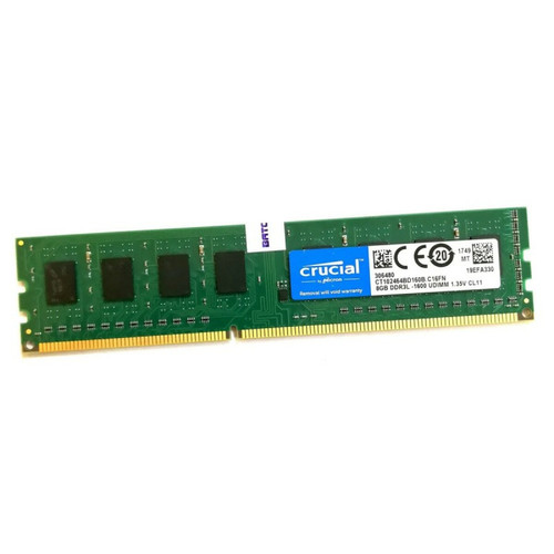 Crucial - 8Go RAM Crucial CT102464BD160B.C16FN DDR3 PC3L-12800U 1600Mhz 2Rx8 1.35v CL11 Crucial  - Occasions RAM Crucial