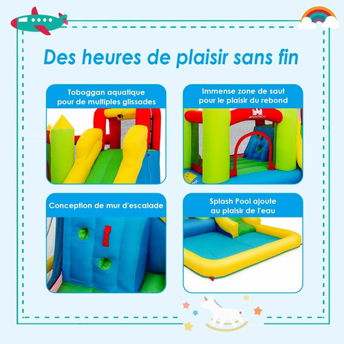 Decoshop26 Château gonflable pour enfants de 3 à 10 ans max 135kg aires de jeux multiples 20_0000453
