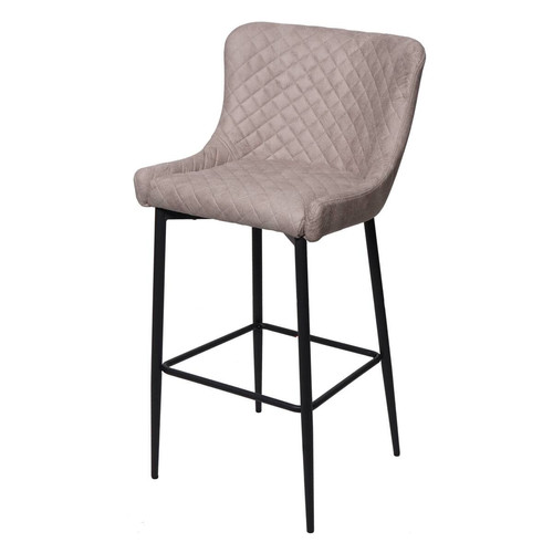 Decoshop26 - Tabouret de bar chaise haute de comptoir en tissu gris design rétro cadre en métal 04_0001242 Decoshop26  - Bars