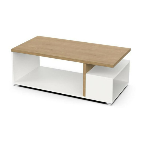 Tables à manger Table basse rectangulaire ACCESS - 3 Niches - chêne Hamilton et blanc - 91,8 x 50 x 36 cm