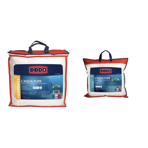 Dodo - Pack DODO couette tempérée 140x200 + 1 oreiller 60x60 - Enveloppe 100% coton biologique - AQUA-PURE Dodo  - Dodo