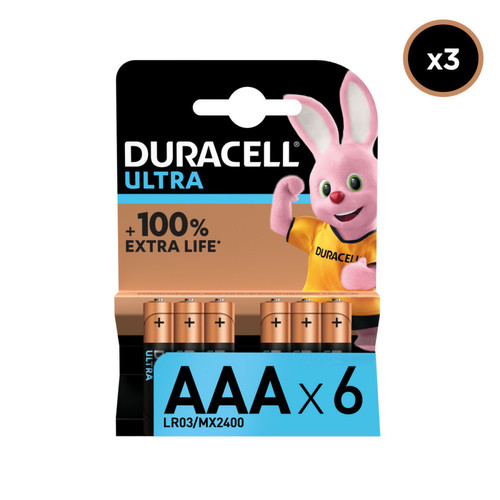Duracell - 3x6 Piles Duracell Ultra AAA 1,5 Volts, LR03 Duracell  - Duracell