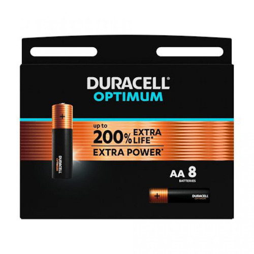 Piles rechargeables Duracell Pile alcaline AA - LR6 Duracell Optimum - Blister de 8