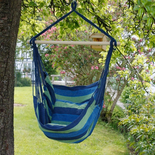 Ecd Germany - Hamac de jardin extérieur chaise suspendue balançoire bleu/vert avec 2 coussins Ecd Germany  - Hamac