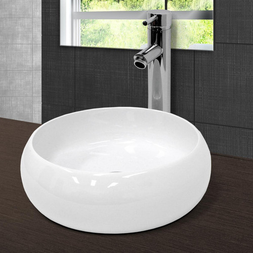 Ecd Germany - Lavabo en céramique blanc vasque èvier à poser design rond moderne Ø 400 mm Ecd Germany  - Lavabo