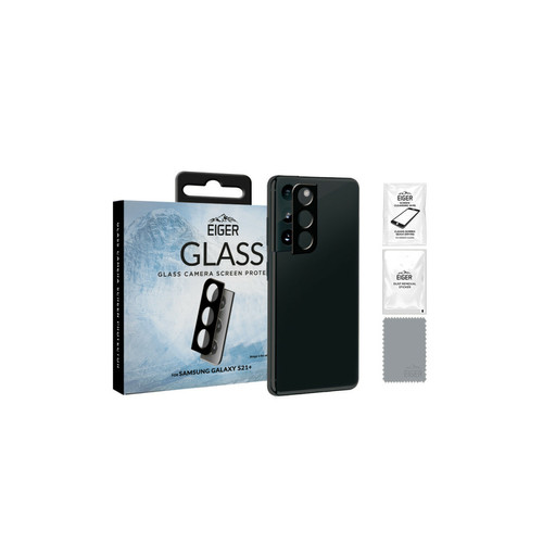 Eiger - EIGER Pour Samsung Galaxy S21+ Protection d'objectif d'appareil photo en fibre de verre Transparent/noir avec kit de nettoyage Eiger  - Eiger