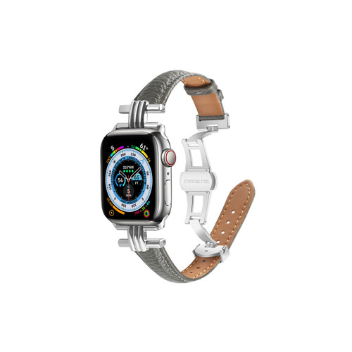 Eko - Eko Bracelet pour Apple Watch 38/40/41mm en cuir à boucle déployante Gris Eko  - Eko