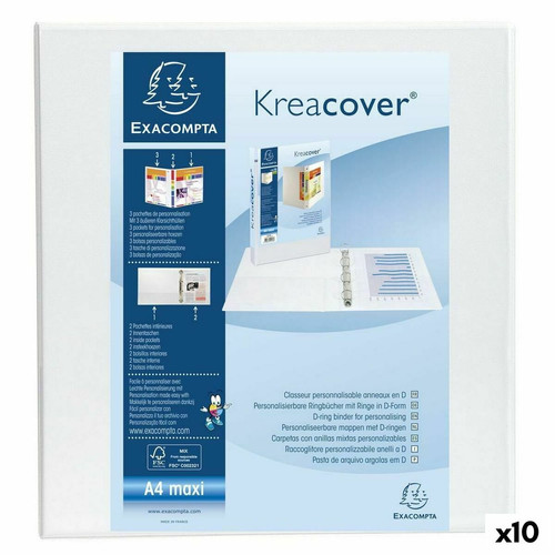 Accessoires Bureau Exacompta Reliure à anneaux Exacompta Kreacover Blanc A4+ (10 Unités)